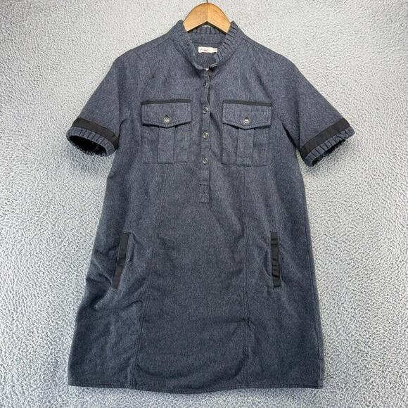 Faherty Dress Women's Extra Small Gray Pie Crust Pockets Mid Length Buttons - Picture 1 of 11